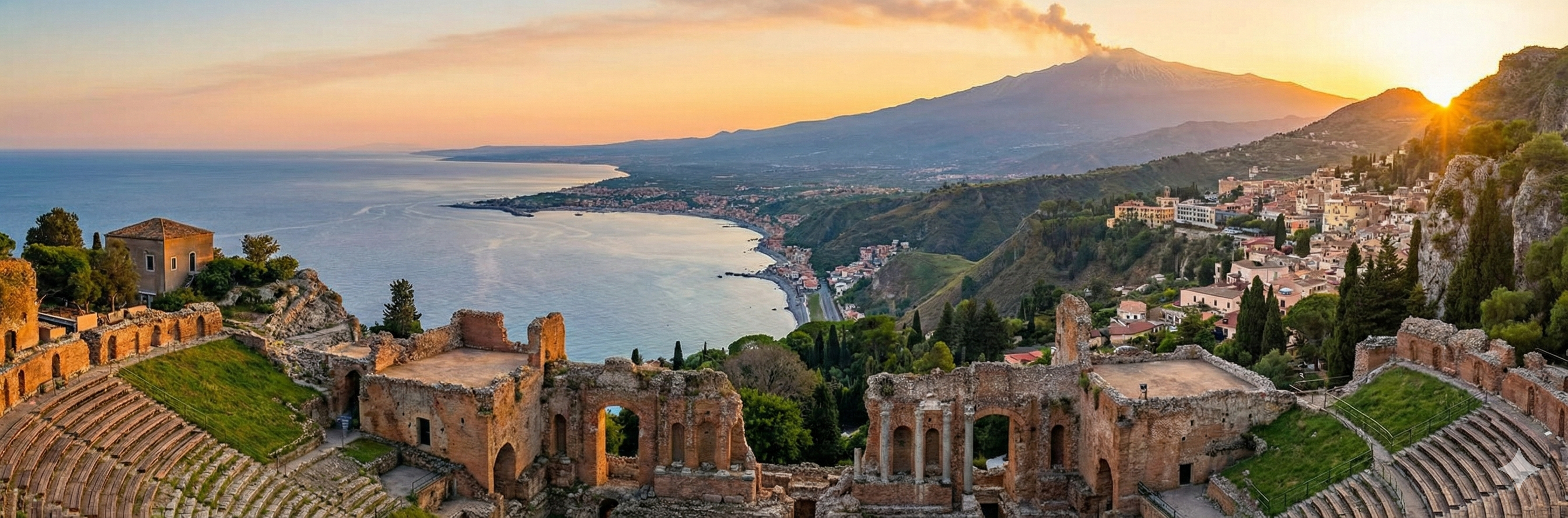 Sicily — citrus groves, ancient cities, and volcanic horizons